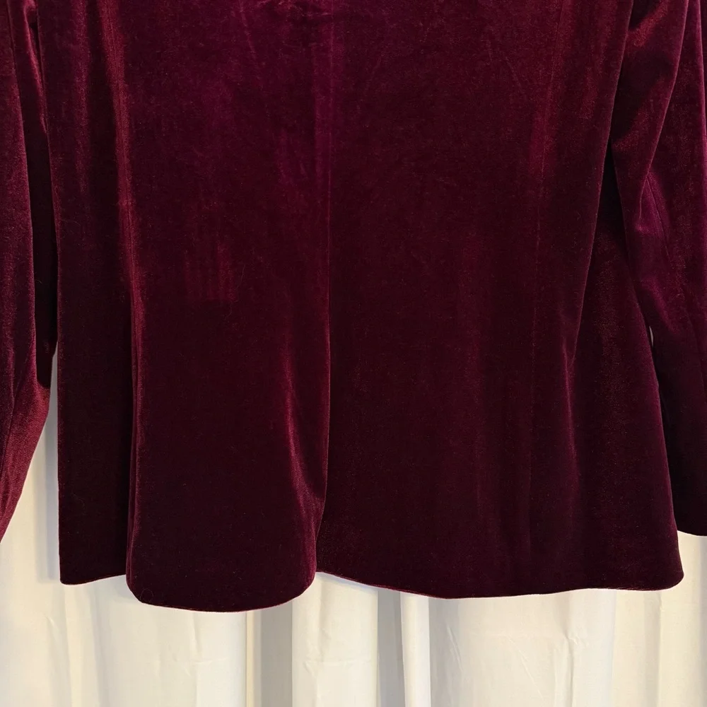 AQUA Cranberry Velvet Blazer Women’s Small Holiday Party Jacket Festive Rich Red - Picture 8 of 10